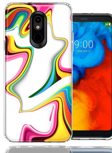 LG Aristo 2/3/Zone 4/Fortune 2/Risio 3/Tribute Dynasty/Empire Rainbow Abstract Design Double Layer Phone Case Cover