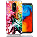 LG Aristo 2/3/Zone 4/Fortune 2/Risio 3/Tribute Dynasty/Empire Rainbow Flower Abstract Design Double Layer Phone Case Cover