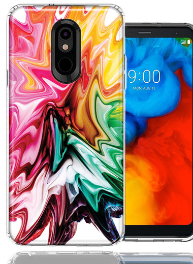 LG Stylo 4 Rainbow Flower Abstract Design Double Layer Phone Case Cover