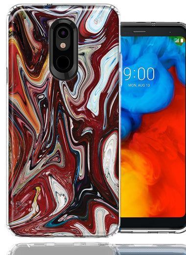 LG Stylo 5 Red White Abstract Design Double Layer Phone Case Cover