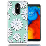 LG Aristo 2/3/Zone 4/Fortune 2/Risio 3/Tribute Dynasty/Empire White Teal Daisies Design Double Layer Phone Case Cover