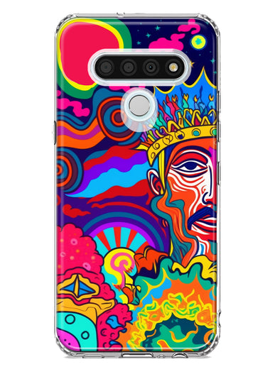 LG Stylo 6 Neon Rainbow Psychedelic Indie Hippie Indie King Hybrid Protective Phone Case Cover