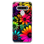 LG Stylo 6 Neon Rainbow Glow Colorful Abstract Flowers Floral Hybrid Protective Phone Case Cover