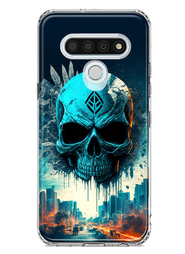 LG Stylo 6 Blue Apocalypse Cyberpunk Skull Feather Double Layer Phone Case Cover