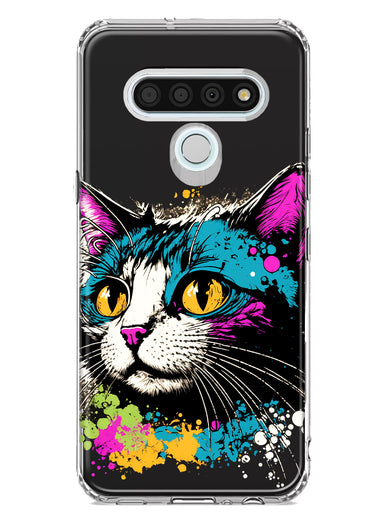 LG Stylo 6 Cool Cat Oil Paint Pop Art Hybrid Protective Phone Case Cover