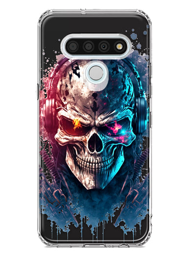 LG Stylo 6 Cyberpunk Machine Headphones Skull Double Layer Phone Case Cover