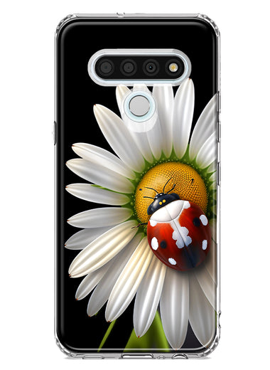 LG Stylo 6 Cute White Daisy Red Ladybug Double Layer Phone Case Cover