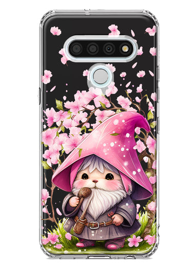 LG Stylo 6 Cute Pink Cherry Blossom Gnome Spring Floral Flowers Double Layer Phone Case Cover