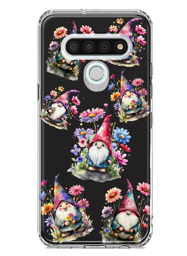 LG Stylo 6 Cute Pink Purple Cosmos Flowers Gnomes Spring Floral Double Layer Phone Case Cover