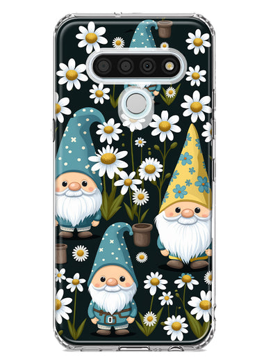 LG Stylo 6 Cute White Daisies Gnomes Flowers Floral Double Layer Phone Case Cover