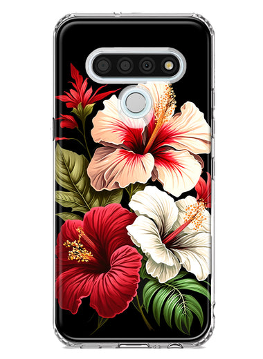 LG Stylo 6 Pink Red Hibiscus Wild Flowers Floral Hybrid Protective Phone Case Cover
