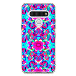 LG Stylo 6 Pink Blue Vintage Hippie Tie Dye Flowers Hybrid Protective Phone Case Cover