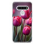 LG Stylo 6 Pink Tulip Flowers Floral Hybrid Protective Phone Case Cover