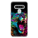 LG Stylo 6 Neon Rainbow Glow Colorful Leopard Hybrid Protective Phone Case Cover