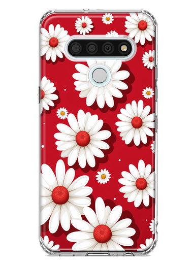 LG Stylo 6 Cute White Red Daisies Polkadots Double Layer Phone Case Cover