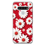 LG Stylo 6 Cute White Red Daisies Polkadots Double Layer Phone Case Cover