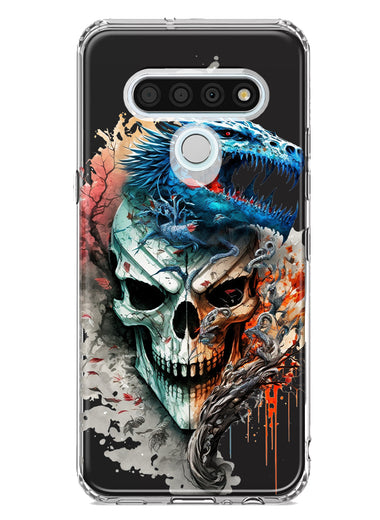 LG Stylo 6 Fantasy Blue Dragon Dream Skull Double Layer Phone Case Cover