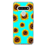 LG Stylo 6 Yellow Sunflowers Polkadot on Turquoise Teal Double Layer Phone Case Cover