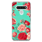 LG Stylo 6 Turquoise Teal Vintage Pastel Pink Red Roses Double Layer Phone Case Cover
