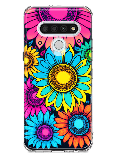 LG Stylo 6 Vintage Colorful Abstract Sunflowers Floral Double Layer Phone Case Cover