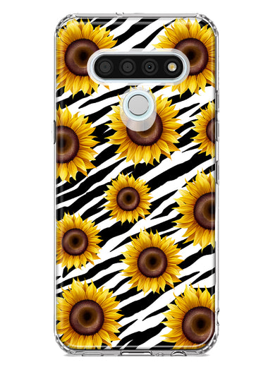 LG Stylo 6 White Zebra Sunflowers Polkadots Double Layer Phone Case Cover