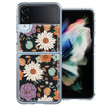 Samsung Galaxy Z Flip 4 Feminine Classy Flowers Fall Toned Floral Wallpaper Style Double Layer Phone Case Cover