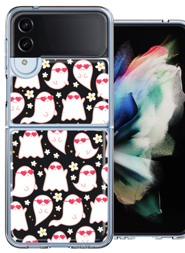 Samsung Galaxy Z Flip 4 Floating Heart Glasses Love Ghosts Vaneltines Day Cutie Daisy Double Layer Phone Case Cover