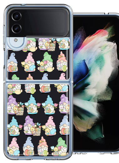 Samsung Galaxy Z Flip 4 Pastel Easter Cute Gnomes Spring Flowers Eggs Holiday Seasonal Double Layer Phone Case Cover
