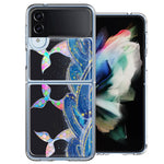 Samsung Galaxy Z Flip 4 Rainbow Mermaid Tails Scales Ocean Waves Beach Girls Summer Double Layer Phone Case Cover