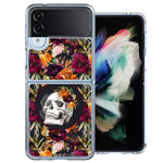 Samsung Galaxy Z Flip 4 Romance Is Dead Valentines Day Halloween Skull Floral Autumn Flowers Double Layer Phone Case Cover