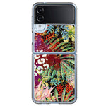 Samsung Galaxy Z Flip 4 Leopard Tropical Flowers Vacation Dreams Hibiscus Floral Hybrid Protective Phone Case Cover