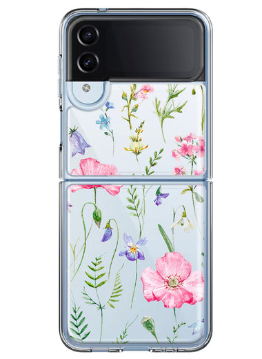 Samsung Galaxy Z Flip 4 Spring Pastel Wild Flowers Summer Classy Elegant Beautiful Hybrid Protective Phone Case Cover