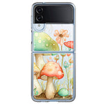 Samsung Galaxy Z Flip 4 Fairytale Watercolor Mushrooms Pastel Spring Flowers Floral Hybrid Protective Phone Case Cover
