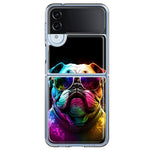 Samsung Galaxy Z Flip 4 Neon Rainbow Glow Bulldog Hybrid Protective Phone Case Cover