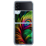 Samsung Galaxy Z Flip 4 Neon Rainbow Glow Peacock Feather Hybrid Protective Phone Case Cover