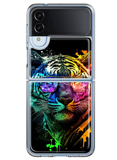 Samsung Galaxy Z Flip 4 Neon Rainbow Swag Tiger Hybrid Protective Phone Case Cover