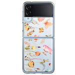 Samsung Galaxy Z Flip 4 Peach Meadow Wildflowers Butterflies Bees Watercolor Floral Hybrid Protective Phone Case Cover
