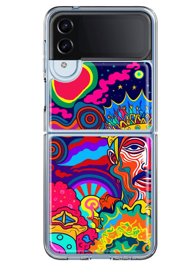 Samsung Galaxy Z Flip 4 Neon Rainbow Psychedelic Indie Hippie Indie King Hybrid Protective Phone Case Cover