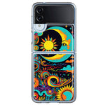 Samsung Galaxy Z Flip 4 Neon Rainbow Psychedelic Indie Hippie Indie Moon Hybrid Protective Phone Case Cover