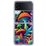 Samsung Galaxy Z Flip 4 Neon Rainbow Psychedelic Indie Hippie Mushrooms Hybrid Protective Phone Case Cover