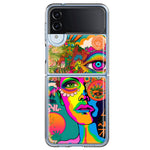 Samsung Galaxy Z Flip 4 Neon Rainbow Psychedelic Hippie One Eye Pop Art Hybrid Protective Phone Case Cover