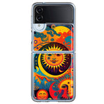 Samsung Galaxy Z Flip 4 Neon Rainbow Psychedelic Indie Hippie Sun Moon Hybrid Protective Phone Case Cover