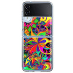 Samsung Galaxy Z Flip 4 Neon Rainbow Psychedelic Hippie Wild Flowers Hybrid Protective Phone Case Cover