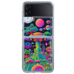 Samsung Galaxy Z Flip 4 Neon Rainbow Psychedelic UFO Alien Planet Hybrid Protective Phone Case Cover