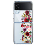 Samsung Galaxy Z Flip 4 Red Summer Watercolor Floral Bouquets Ruby Flowers Hybrid Protective Phone Case Cover