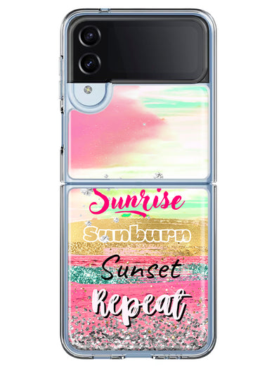 Samsung Galaxy Z Flip 4 Summer Brush Strokes Sunrise Sunburn Sunset Repeat Hybrid Protective Phone Case Cover