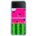 Samsung Galaxy Z Flip 4 Summer Watermelon Sugar Vacation Tropical Fruit Pink Green Hybrid Protective Phone Case Cover