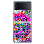 Samsung Galaxy Z Flip 4 Vibrant Pink Purple Tie Dye Summer Leopard Swirl Rainbow Hybrid Protective Phone Case Cover