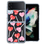 Samsung Galaxy Z Flip 4 Heart Suckers Lollipop Valentines Day Candy Lovers Double Layer Phone Case Cover
