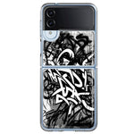 Samsung Galaxy Z Flip 4 Black White Urban Graffiti Hybrid Protective Phone Case Cover